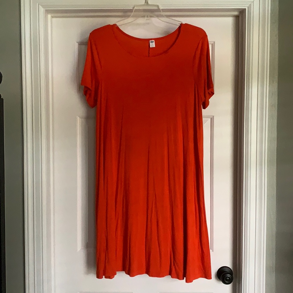 Old Navy Orange Short Sleeved Swing Dress